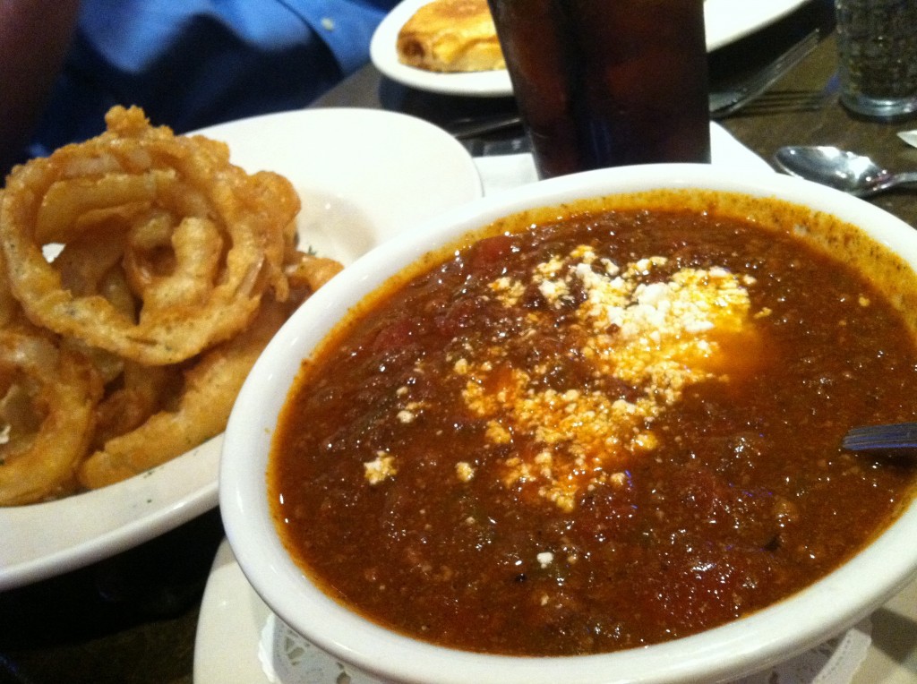 Chili and Onion rings at JR's Grill